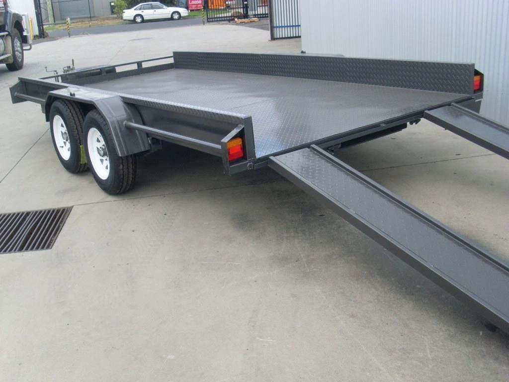 Car Trailer with sheeted side, slide away ramps